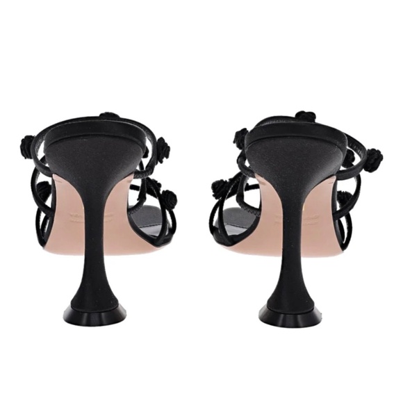 Britt Netta Juliette Sandal | Nordstrom BRITT NETTA JULIET BLACK ROSETTE SATIN SANDAL